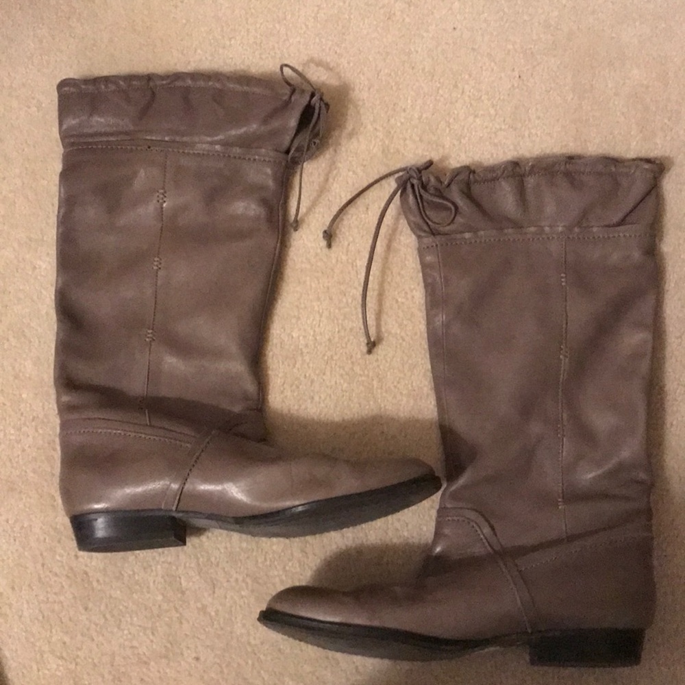 b.makowsky Taupe Slouch Leather Boots